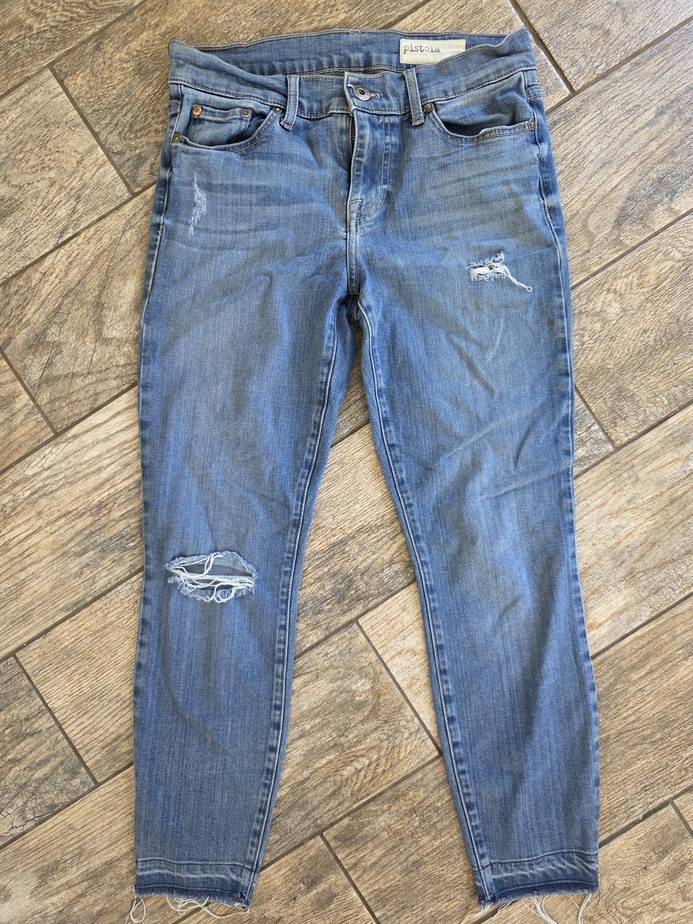 Pistola Women's Blue Distressed Skinny Jeans Sz 26